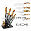 hiht quality 5pcs ceramic kitchen knife set with acrylic stand